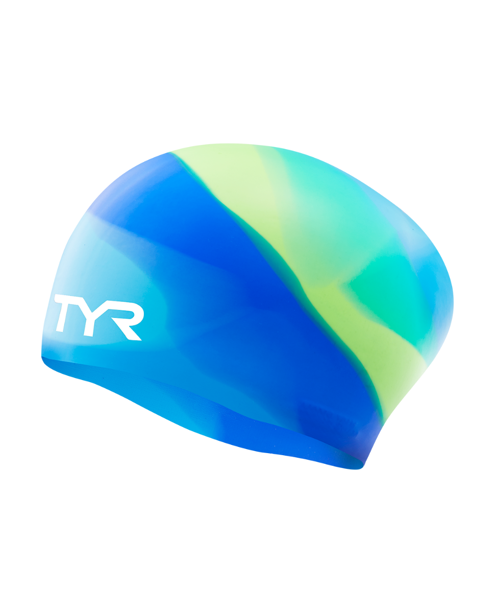 Youth Long Hair Silicone Swim Cap -Tie Dye